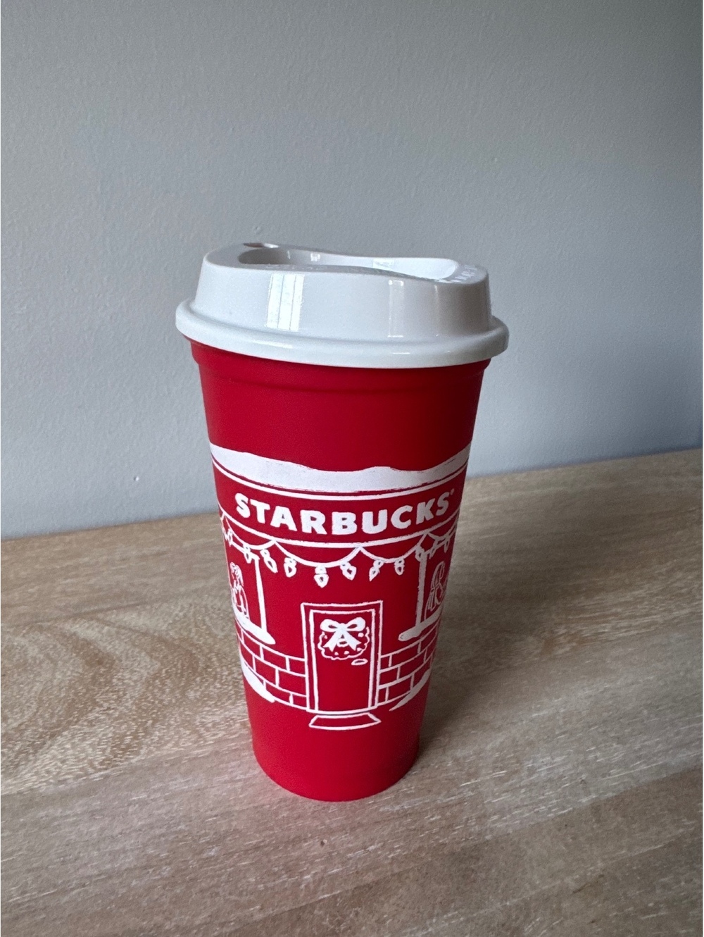 Starbucks Red Ceramic Travel Mug with White Lid